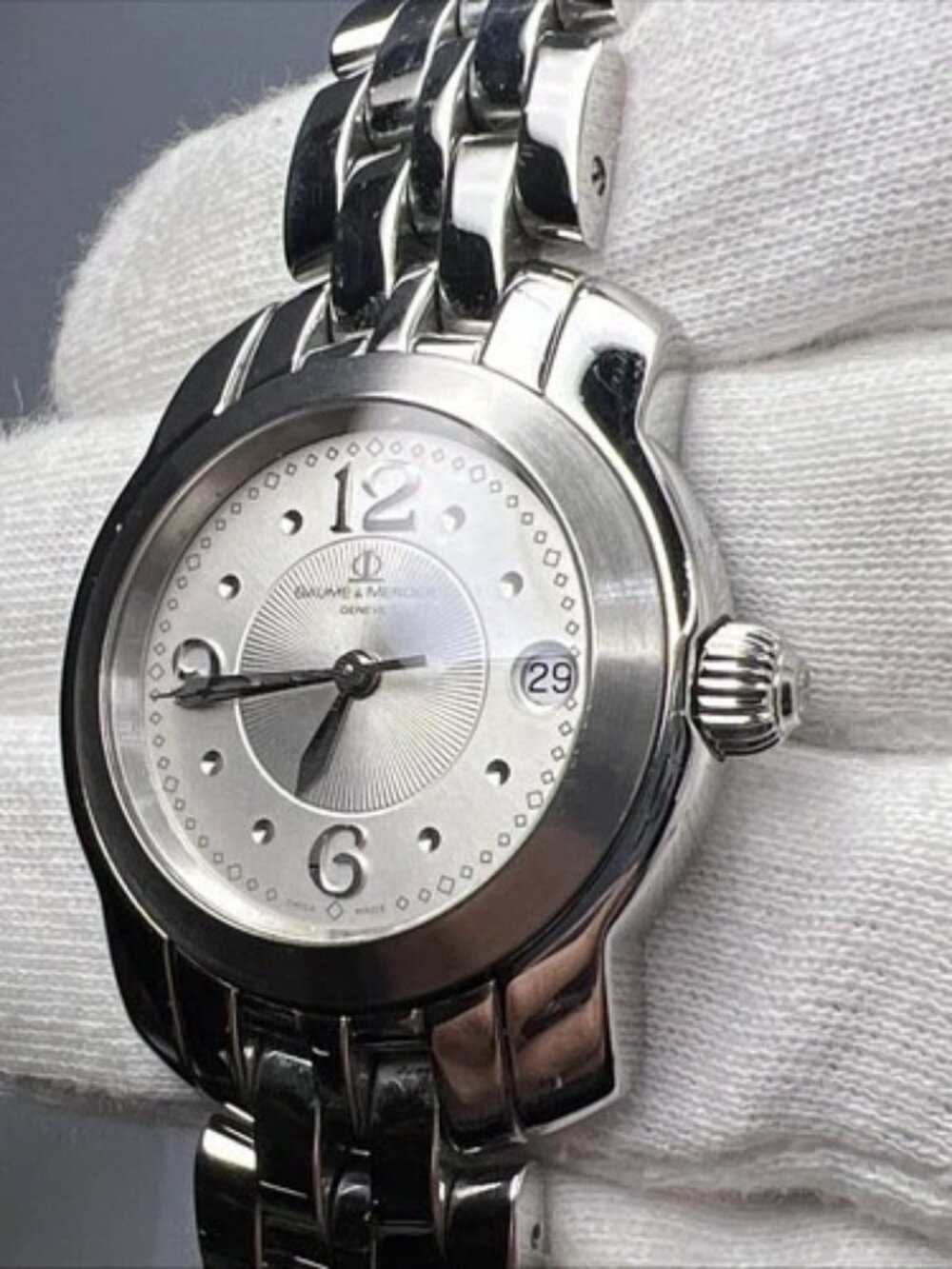 Baume Mercier 25mm Steel Lady Capeland Quartz 100M Date Watch - FOR SMALL WRIST